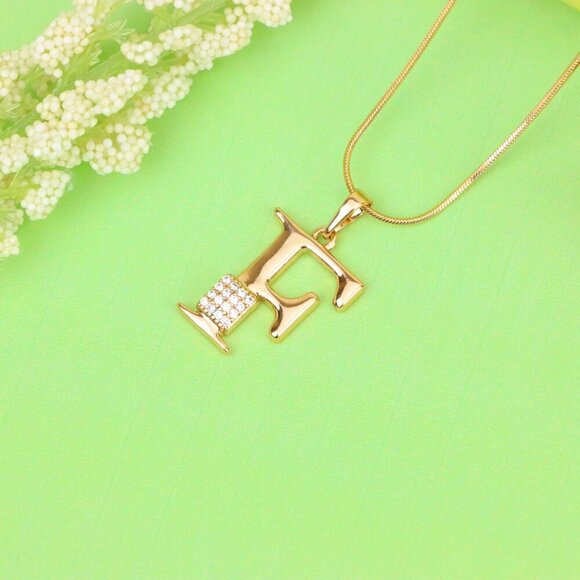 "Rose Gold F Initial Pendant with Crystal Accents for Women & Girls, XPPT1417 - Picture 2 of 13